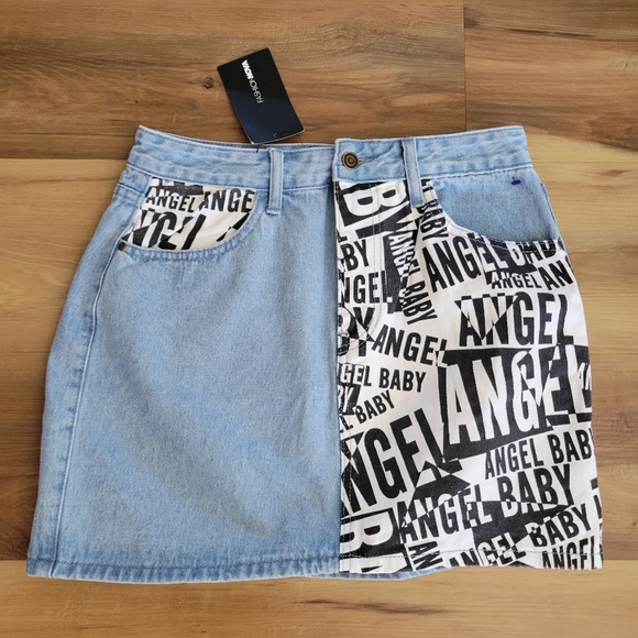 Fashion Nova Dresses & Skirts - 🚨5 for $20🚨 NWT FASHION NOVA Denim Mini Skirt Retro Pattern Color Block